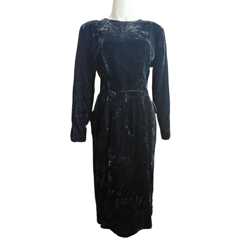 Dorothy Bullit Vtg Black Velvet Dress With Back Bow Sz 12 Whimsygoth Witchy Glam